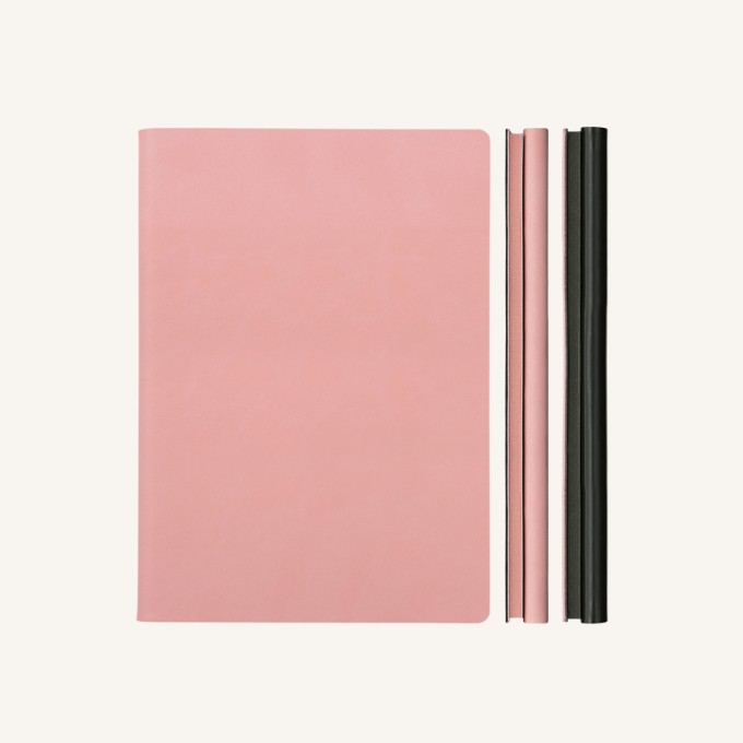 旗舰二重奏系列横线/点格本 － A5, 粉红/黑色